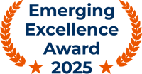 Servpro Emerging Award Seal 2025_Blue Orange Award Seal Non-Logo