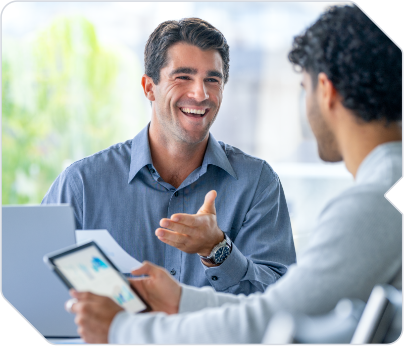 A recruiter discussing a position with a candidate.