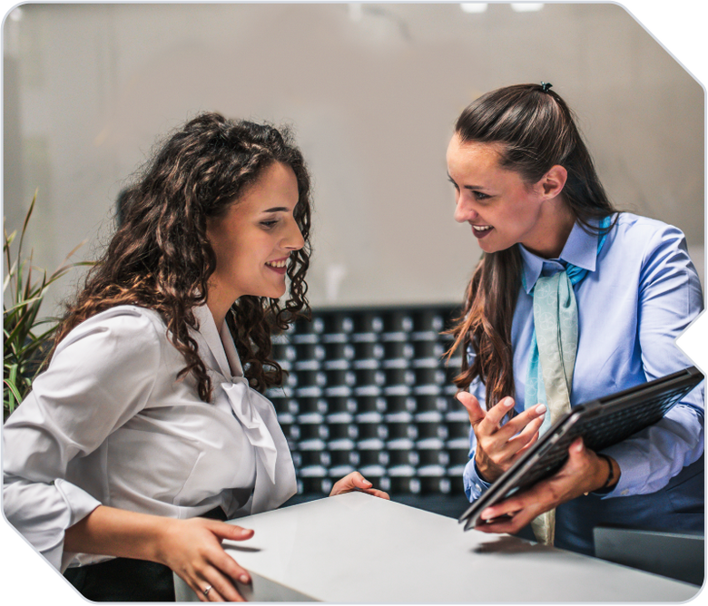 Hospitality company employee serving a customer.