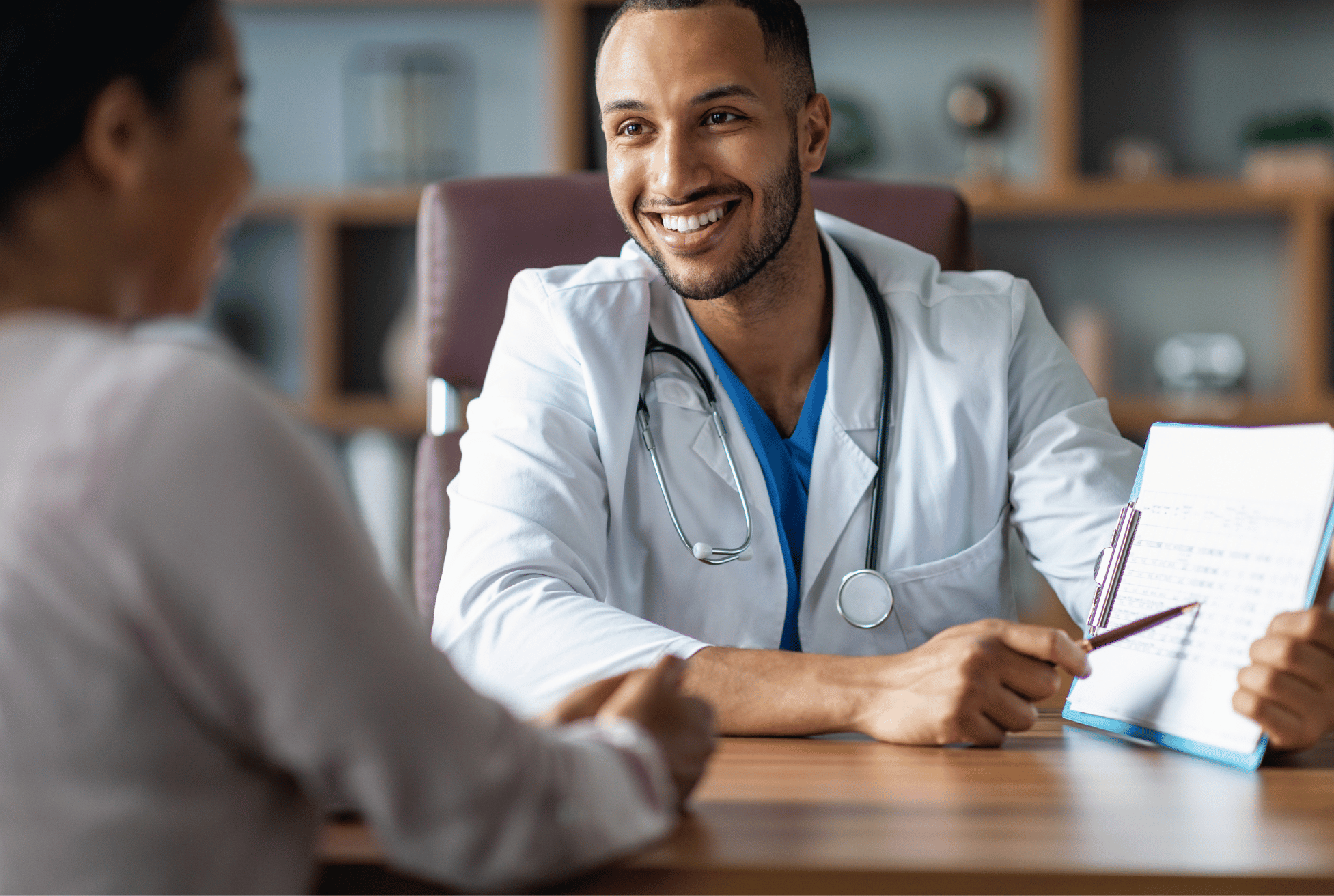 Doctor showing a patient her test results