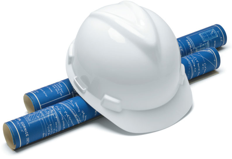 Hard hat, blueprint