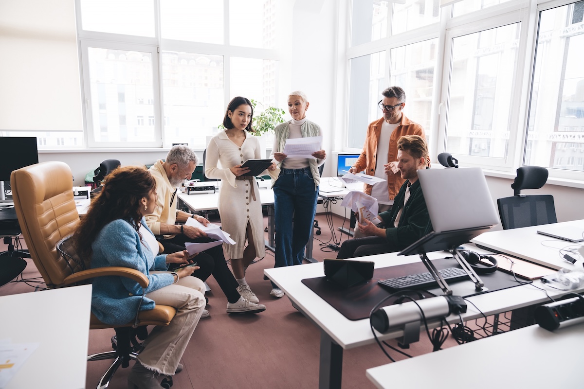 Team of business professionals working on their HR platform